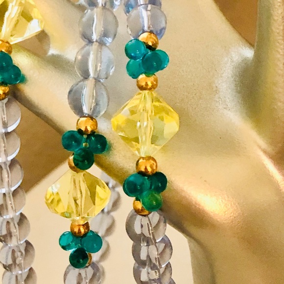 Vintage Signed Blue Yellow Bead Necklace 💎💛 HTF rare clasp item - Picture 12 of 17